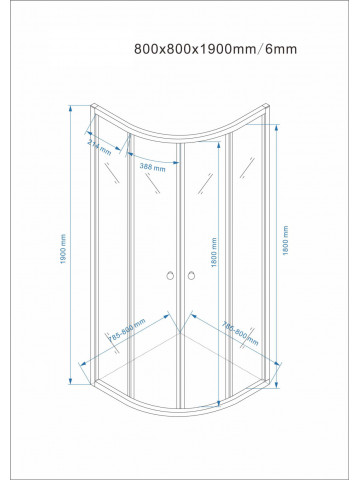 Scheda tecnica box doccia curvo cm 80x80x190
