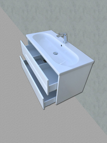 Mobile bagno sospeso Althea Roy 100 legno Bianco con lavabo