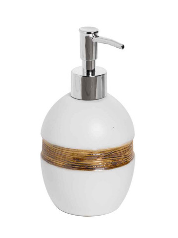 Dispenser sapone liquido d'appoggio serie Maya colore bianco/bronzo
