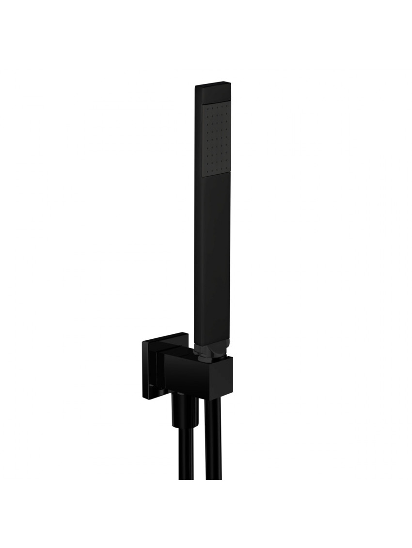 Set doccetta tondo completo di presa acqua e flex in pvc col. nero modello Square