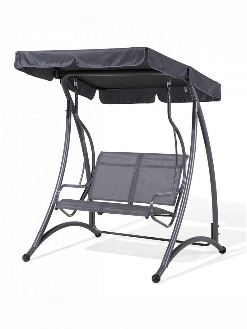 Dondolo 2 posti in ferro struttura antracite seduta textile copertura poliestere colore Grigio mod. Capri