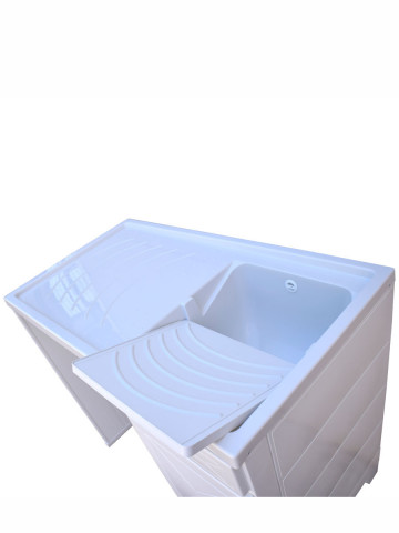 Mobile lavanderia in resina con pilozza vasca dx o sx e portalavatrice mod. Top Line colore bianco