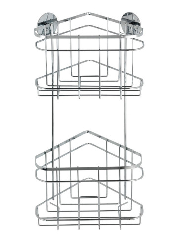Mensola portaoggetti angolare 2 ripiani in acciaio inox modello Inari