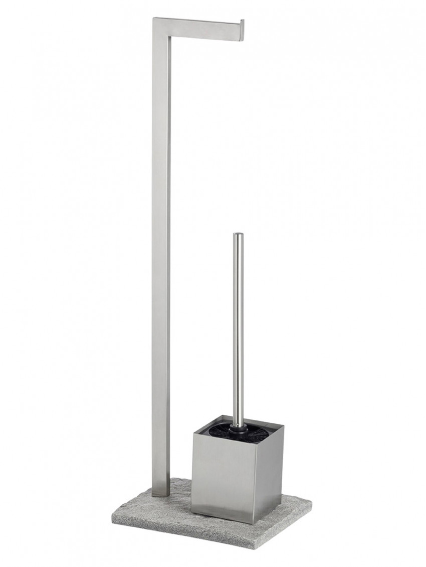 Piantana Porta Rotolo E Porta Scopino Per Il Bagno Inox Cromo Lucido Serie Pianosa - Foto 5