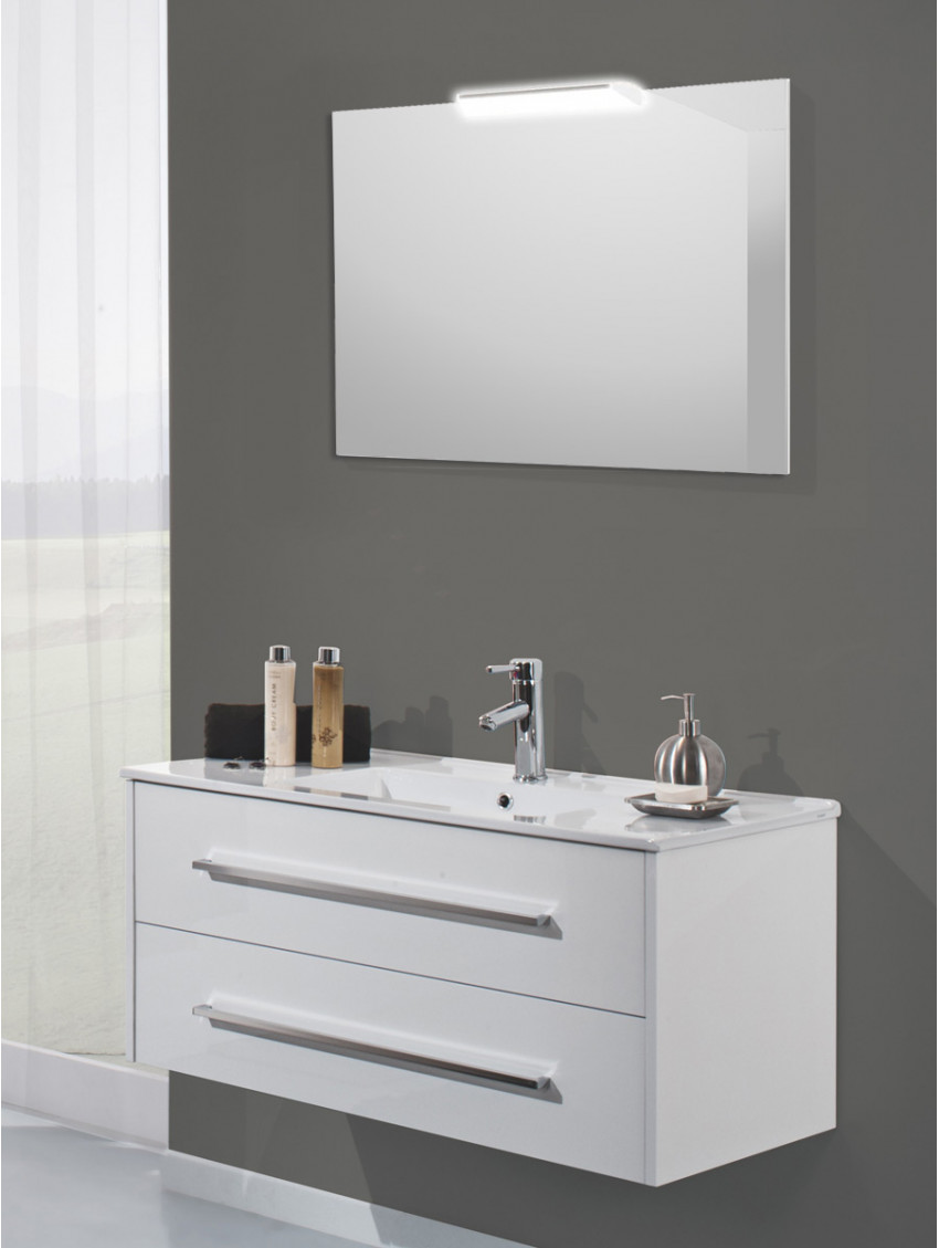 Mobile bagno sospeso 2 cassetti cm 100 Hawaii Bianco Lucido