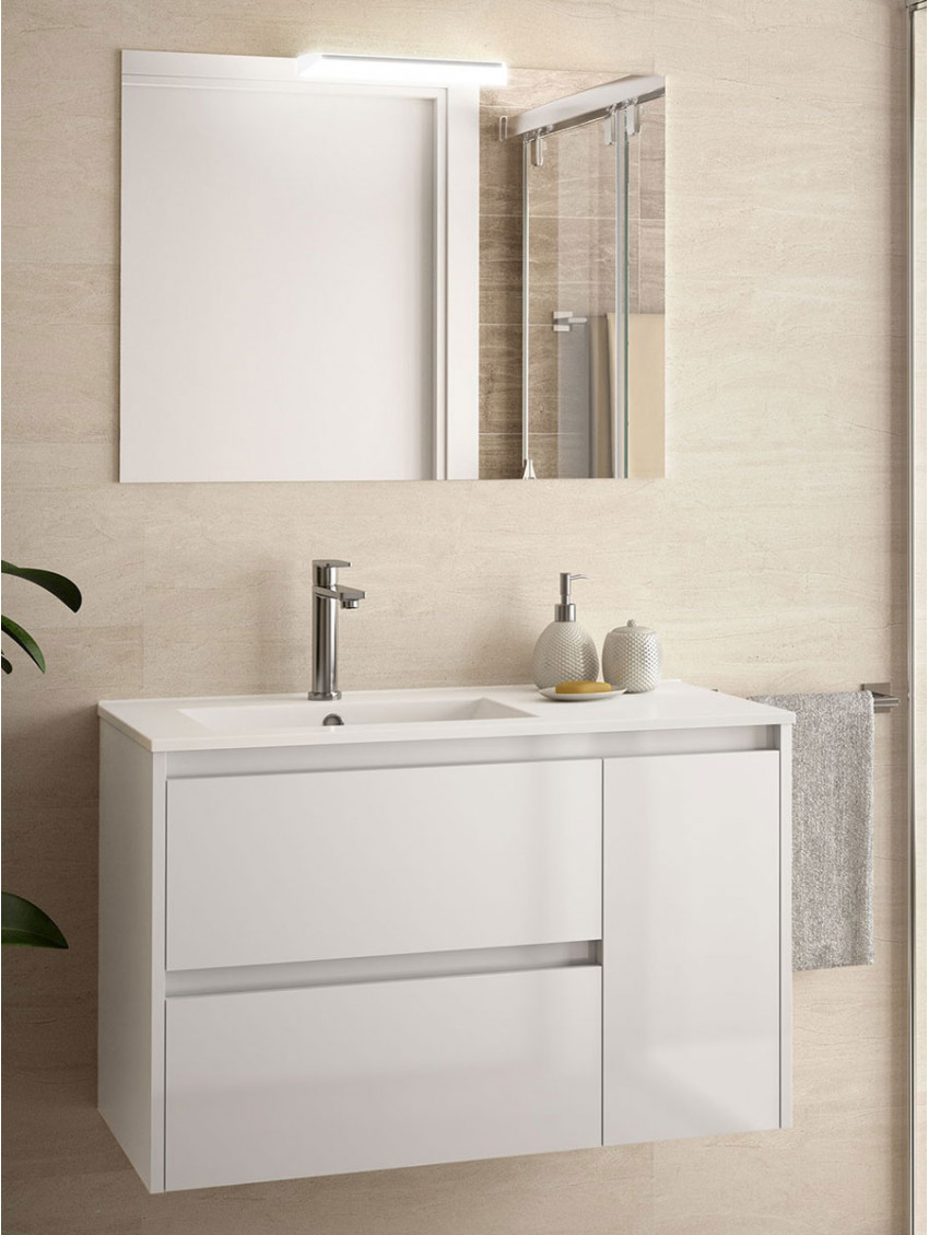 Mobile sospeso cm85x46xh56 in legno mod. Noja colore Bianco lucido