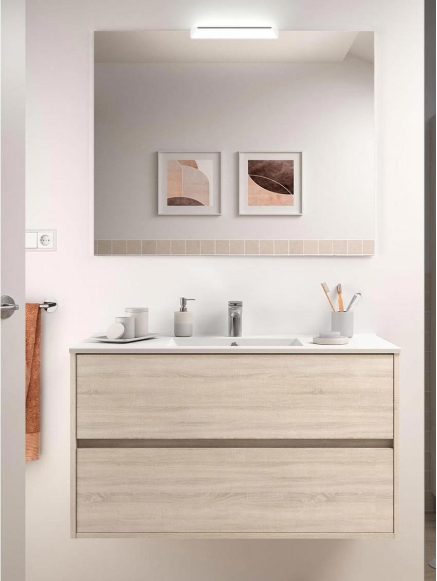 Mobile bagno sospeso cm 100 design moderno in legno Noja Caledonia