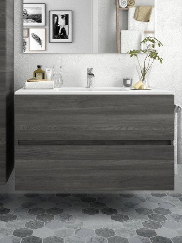 Mobile bagno sospeso cm 90 in legno colore grigio alsazia Mod. Fussion Line 900