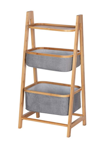 scaffale portabiancheria portaoggetti bambù e tessuto grigio mod. Baleari