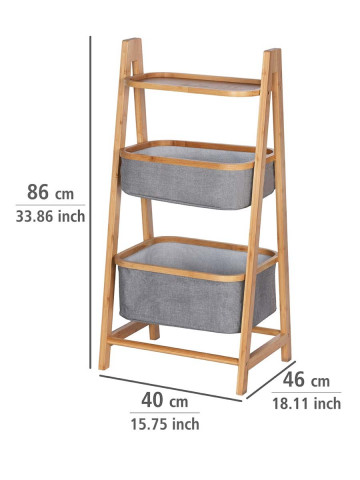 scaffale portabiancheria portaoggetti bambù e tessuto grigio mod. Baleari